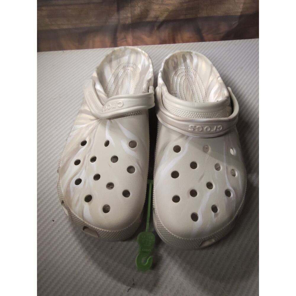 Crocs Classic Marbled Clogs Size Men's 15 Tan White Bone Multi NWT